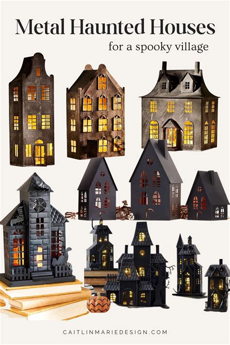 little black metal houses used for decoration|metal haunted houses for sale.